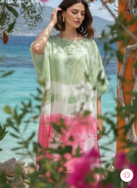 Boho Tie-Dye Kaftan Dress
