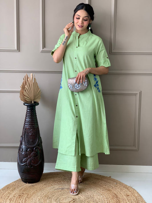 Pure south cotton handwoven kurta with plazzo