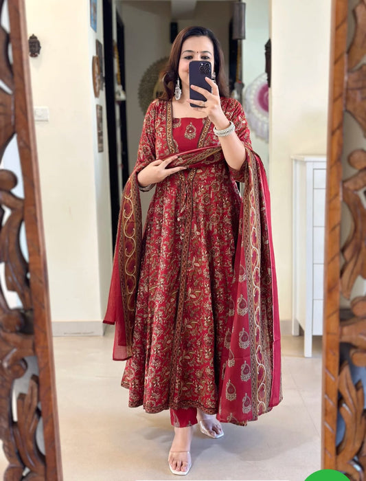 Cotton Print Hand Work Anarkali Kurti Set
