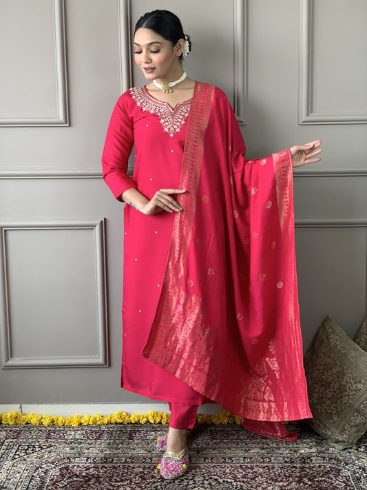Ishani Kurti & Bottom with Nylon Dupatta