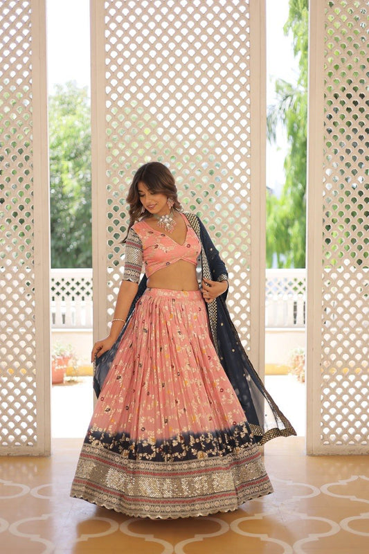 Pink colored Dyeable Pure Viscose Jacquard fabric Lehenga and Choli with Dupatta Set