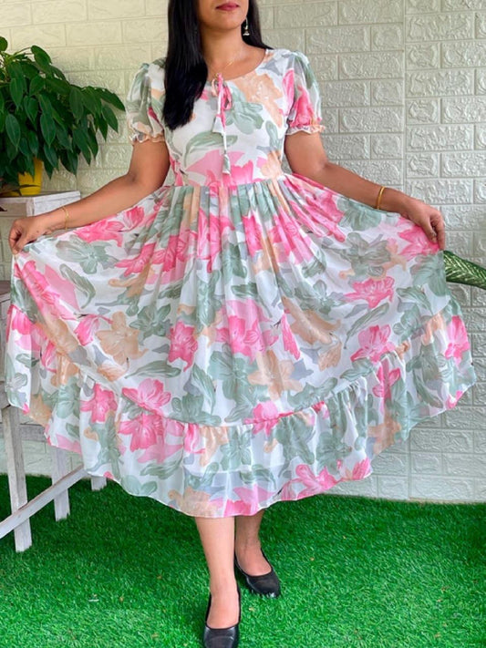 Floral Print Gown( Available in 4 colors)