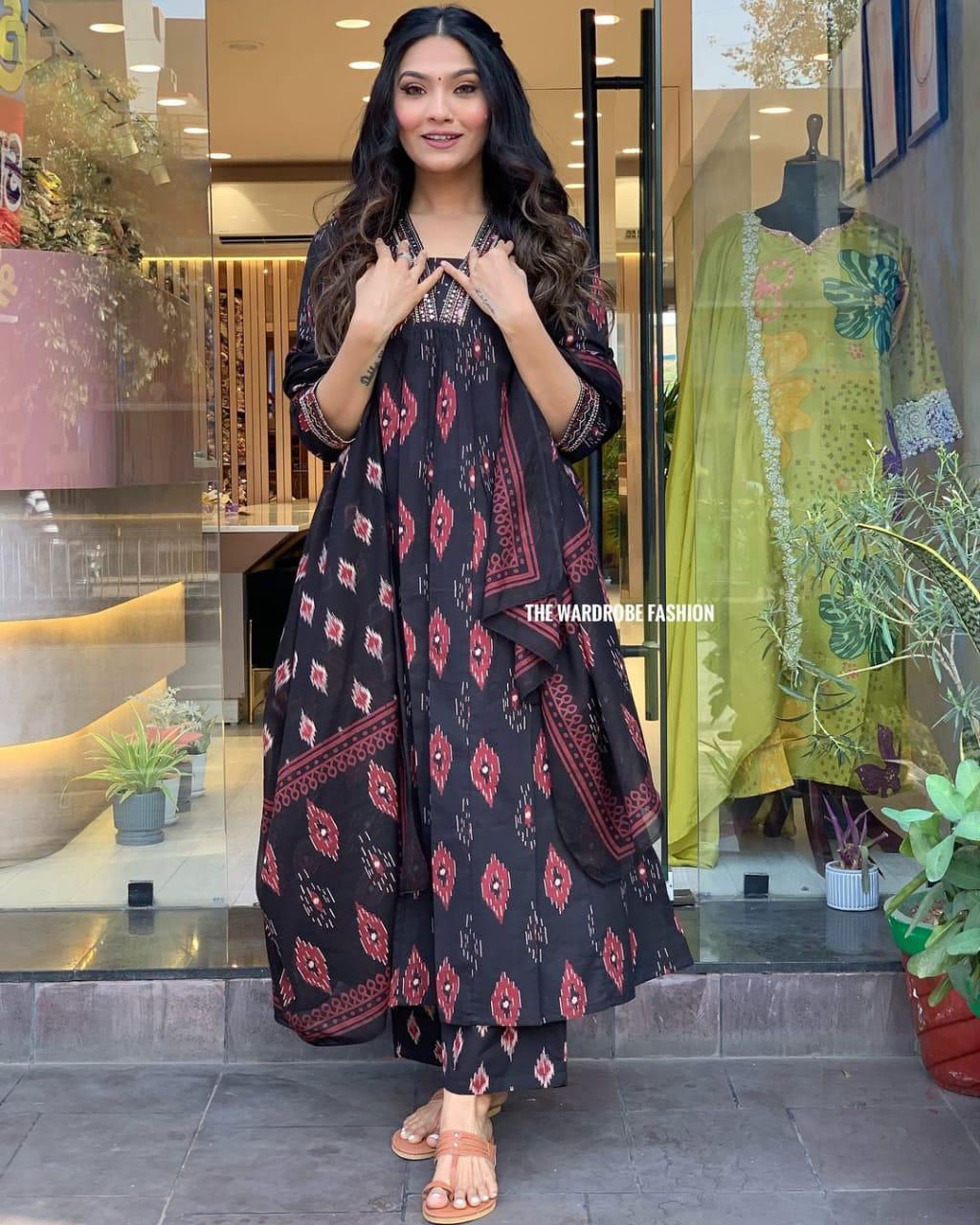 Black Beautiful Pure Cotton Suit Set
