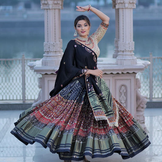Soft Silk with Digital Jari Work Lehanga With Blouse & Dupatta