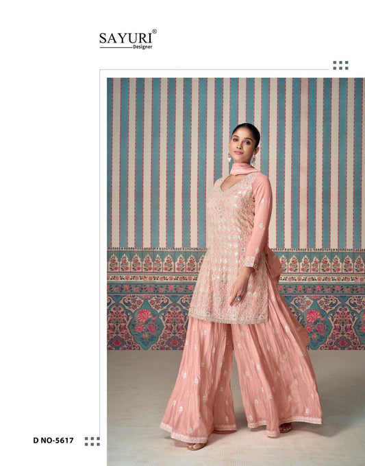 Pink Embroidered Silk Kurti with Sharara & Silk Dupatta By Sayuri