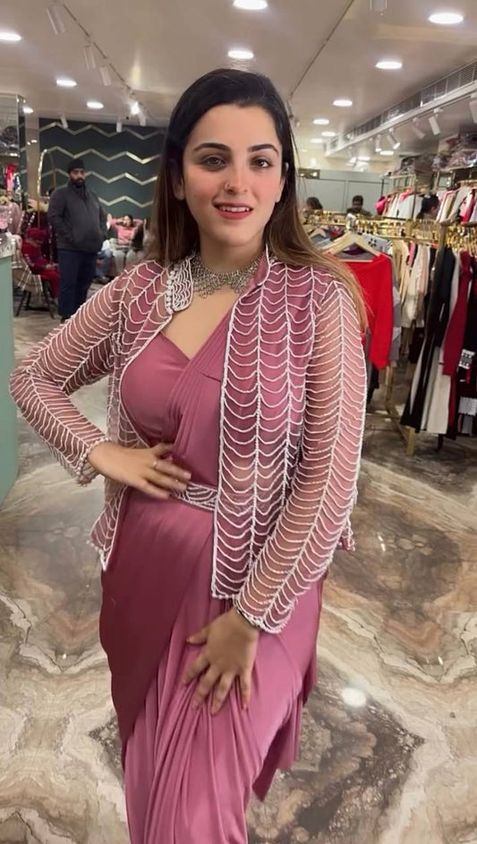 Georgette Ready To Wear Saree with Butterfly Net Koti