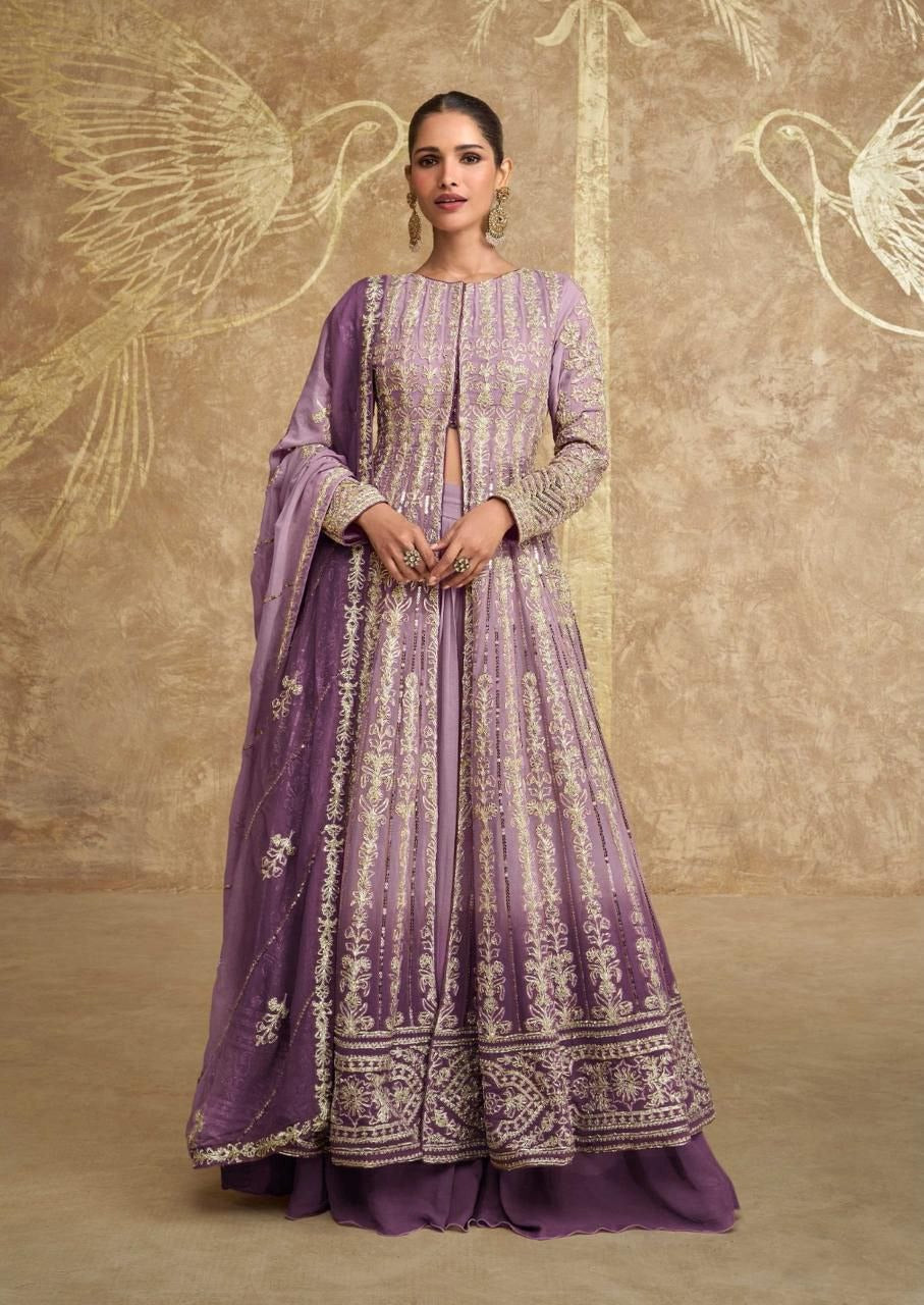 Premium Embroidered Georgette Top and Skirt with Dupatta