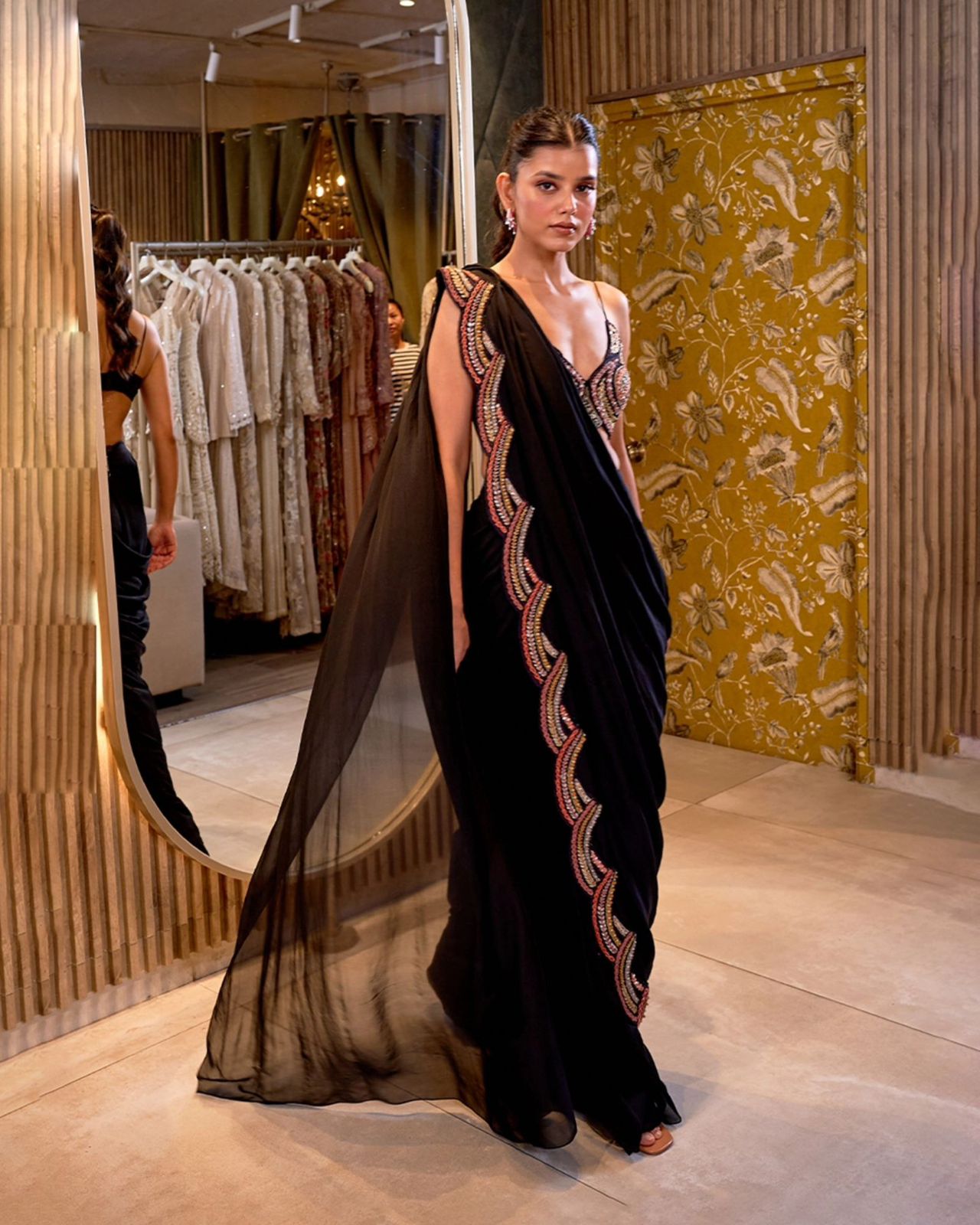 Designer Faux Georgette Saree with Shrug