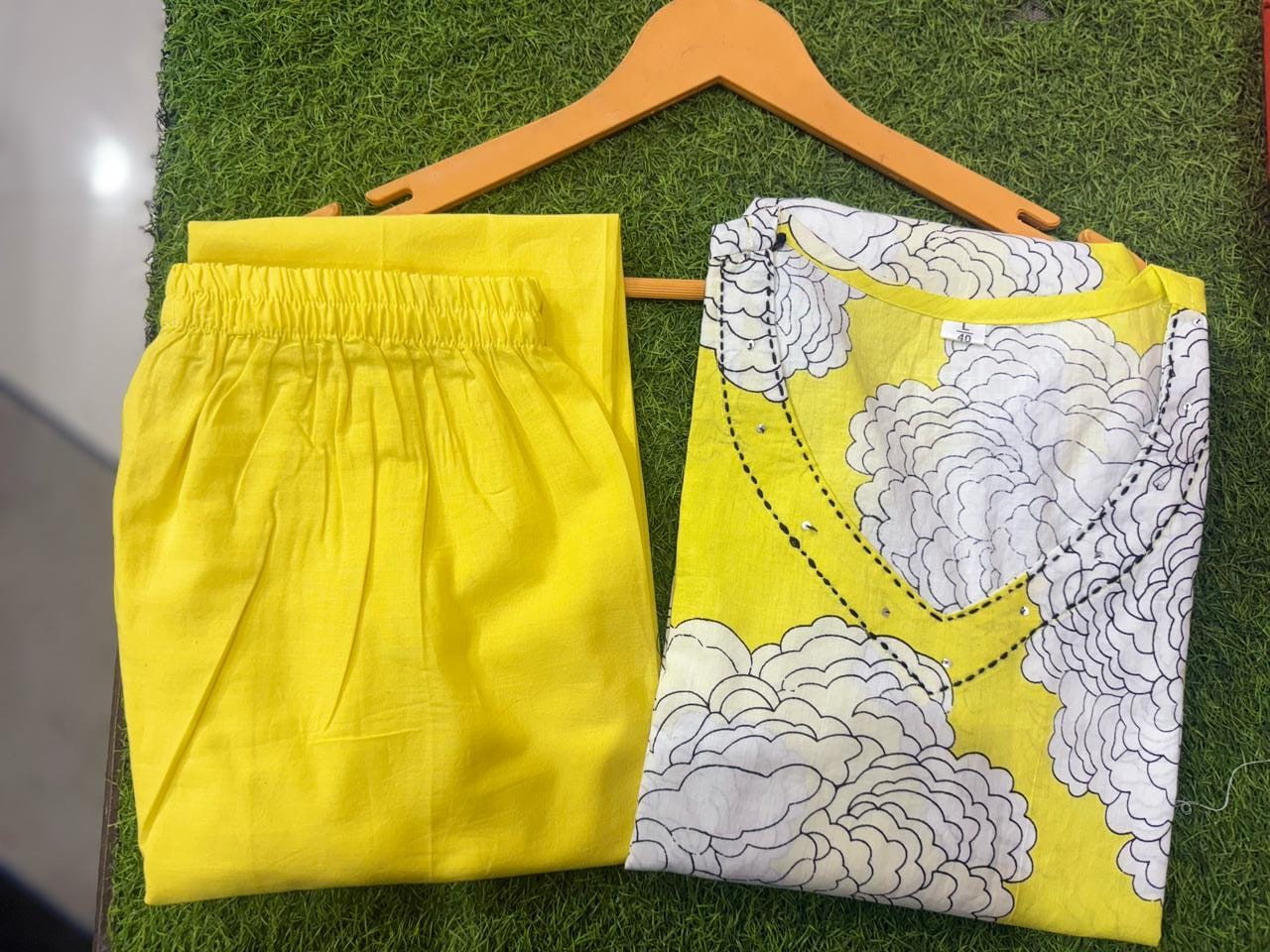 Comfy Pure Cotton Kurti with pocket and plazzo