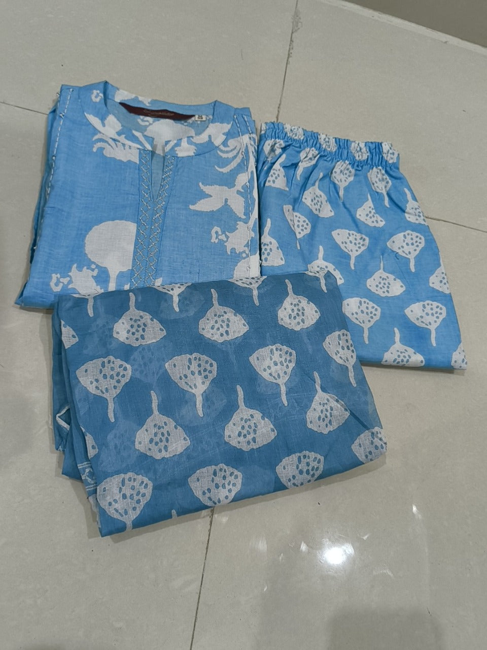 Blooming Blue Pure Cotton Set