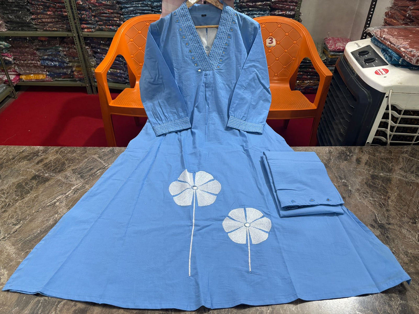 Shining Blue co-ords with embroidery work