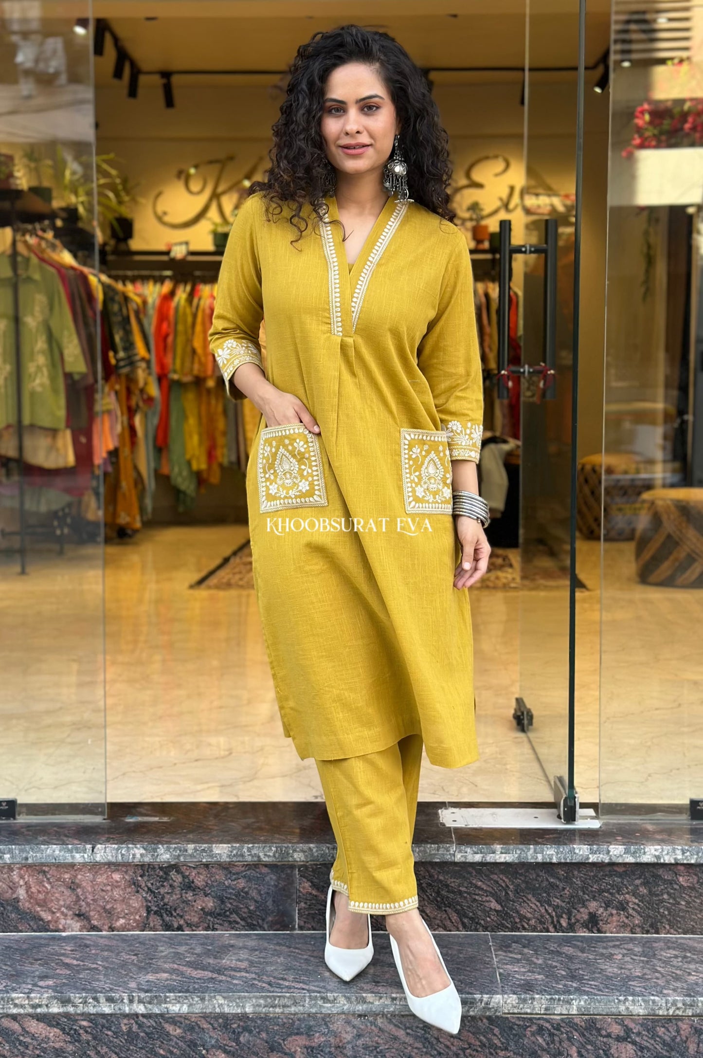 Natural Cotton Slub Kurti & Pant