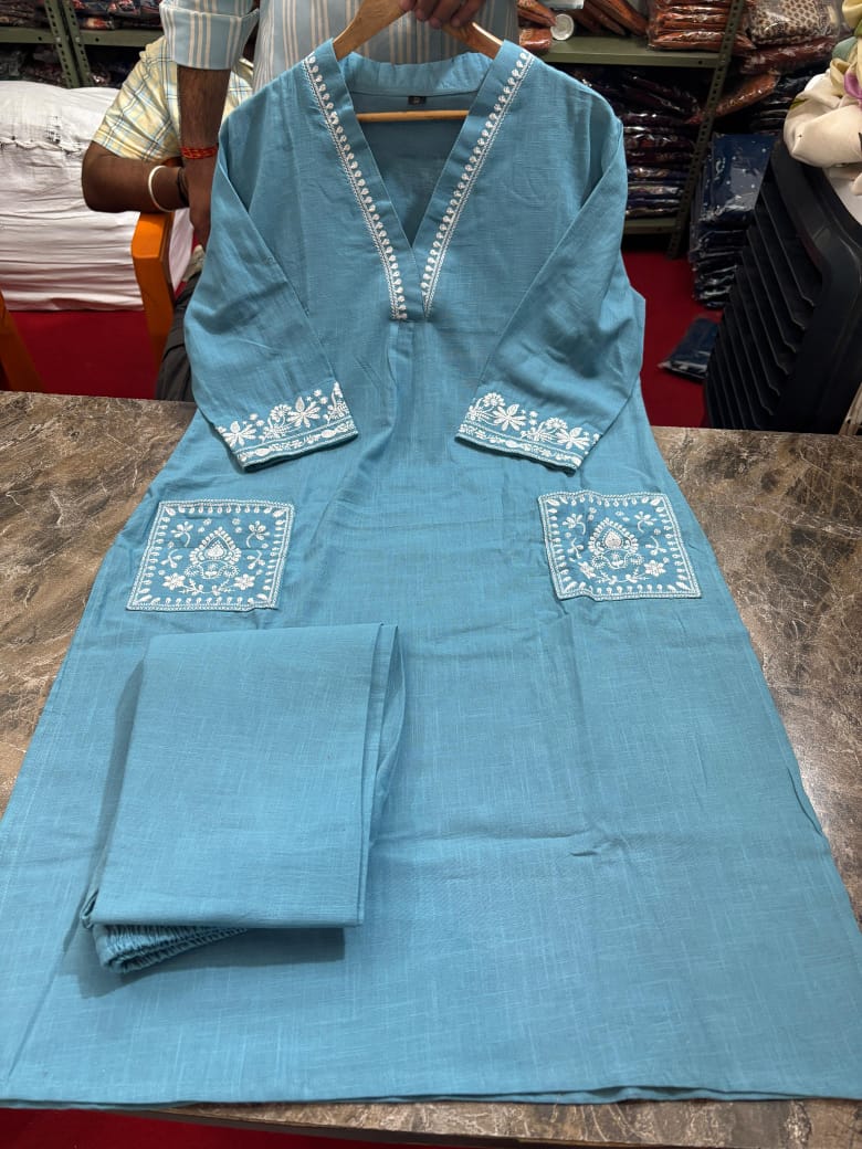 Natural Cotton Slub Kurti & Pant