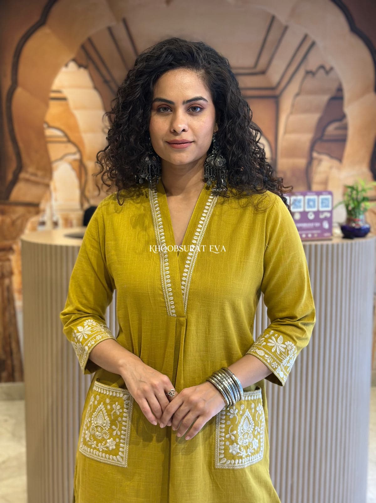 Natural Cotton Slub Kurti & Pant