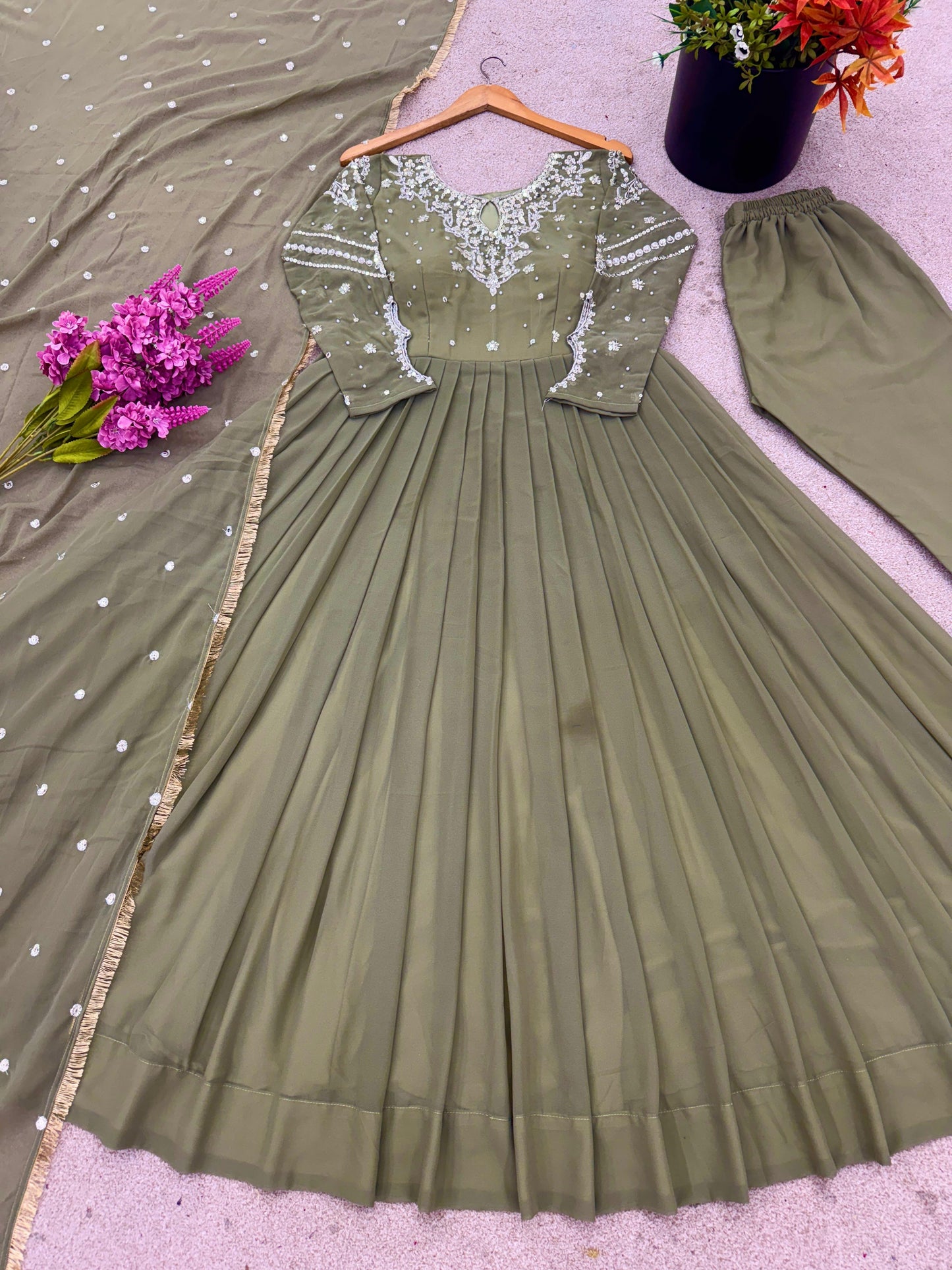 Opulent Pure Faux Georgette Gown