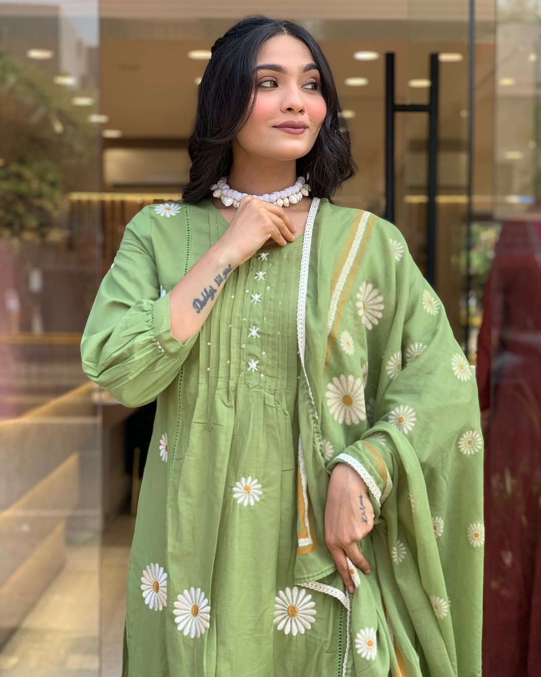 Graceful Cotton Kurti Pant Dupatta Set
