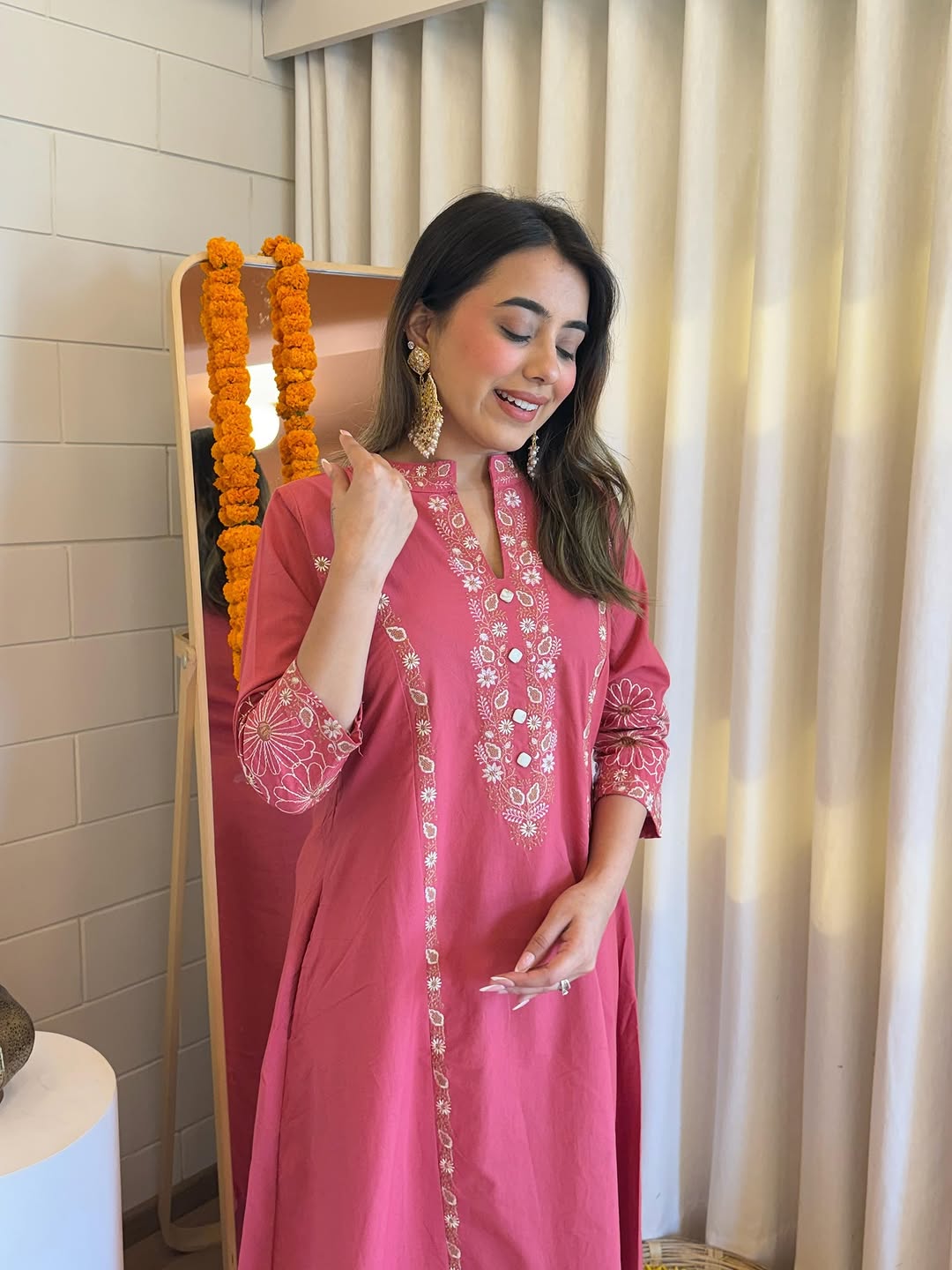 Pure Cotton Collared Kurta Pant Set