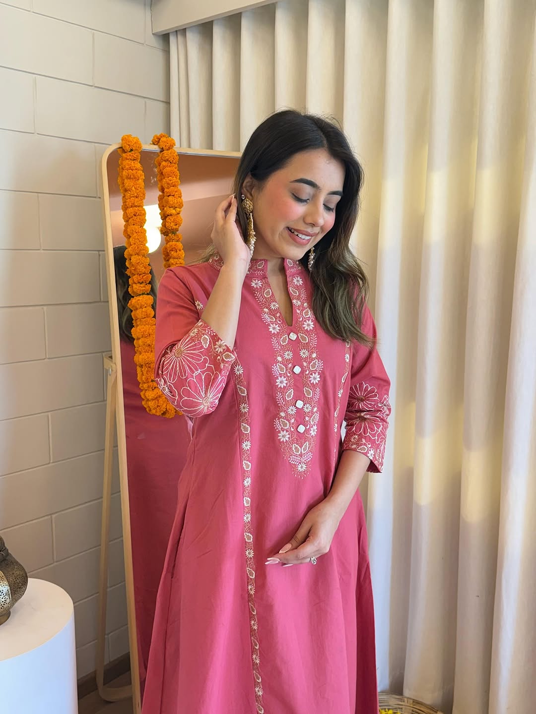 Pure Cotton Collared Kurta Pant Set