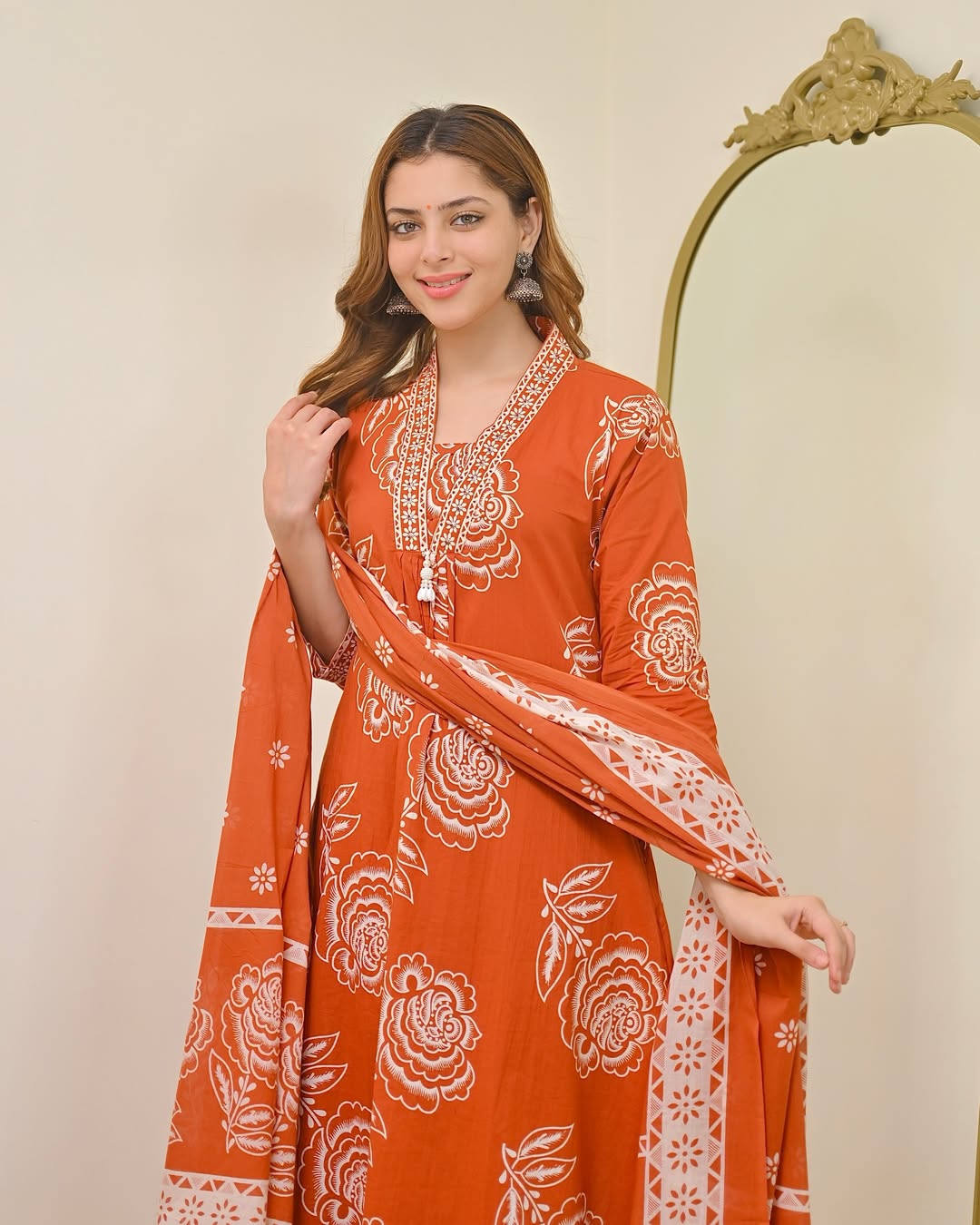 Elegant Discharge Print Cotton Kurta Set