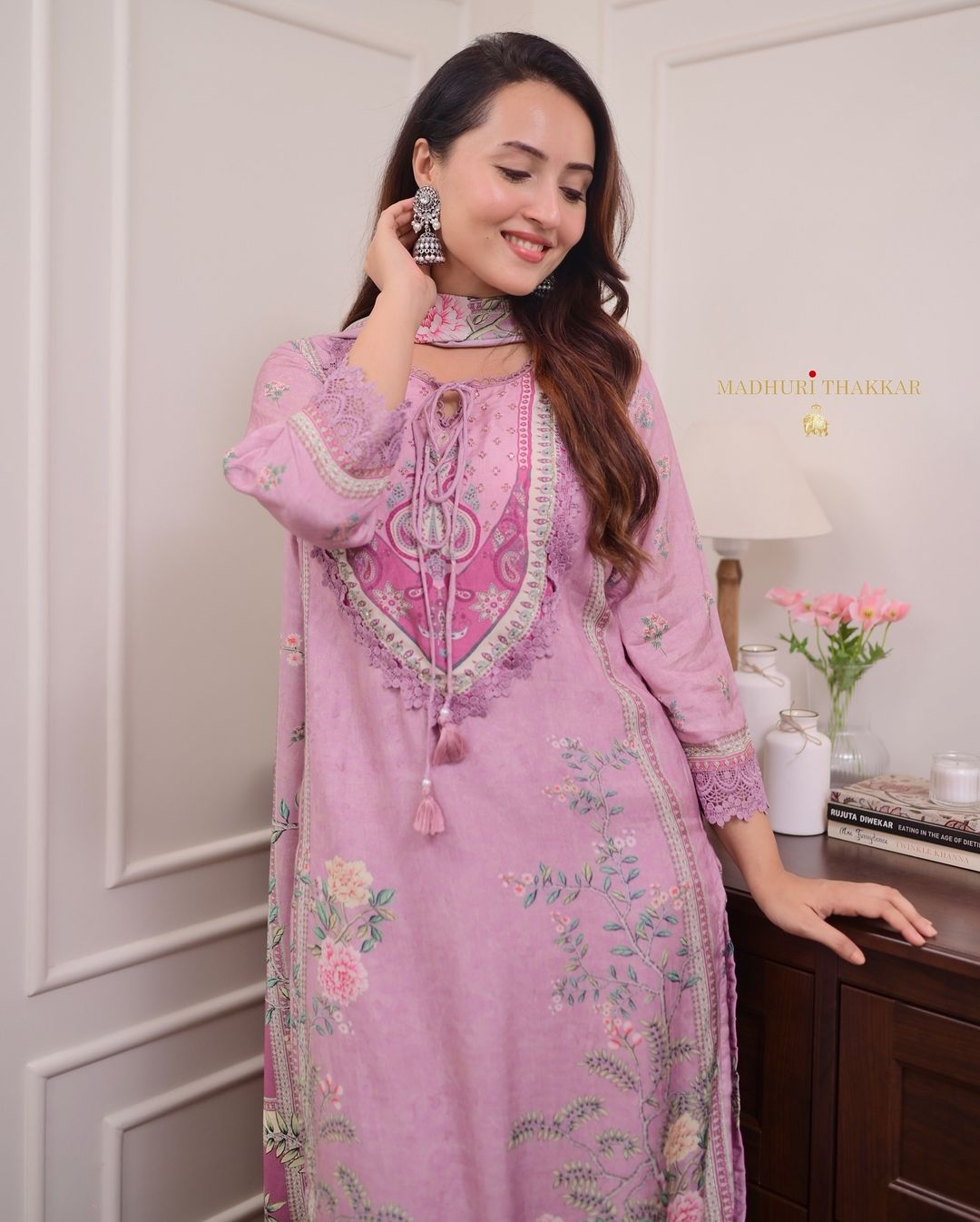 Lilac Pure Muslin Suit