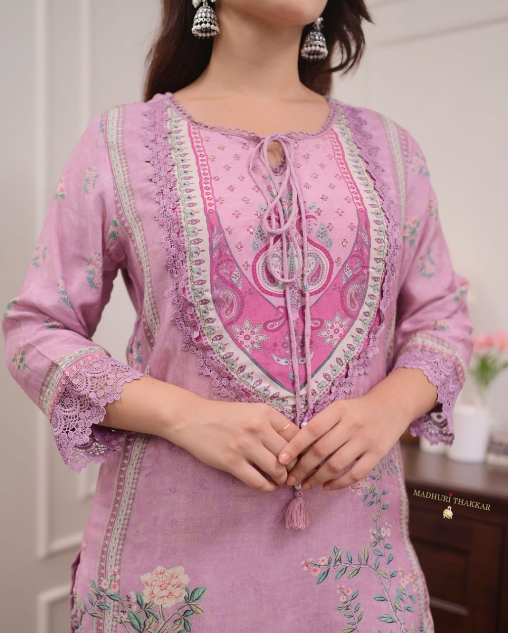Lilac Pure Muslin Suit