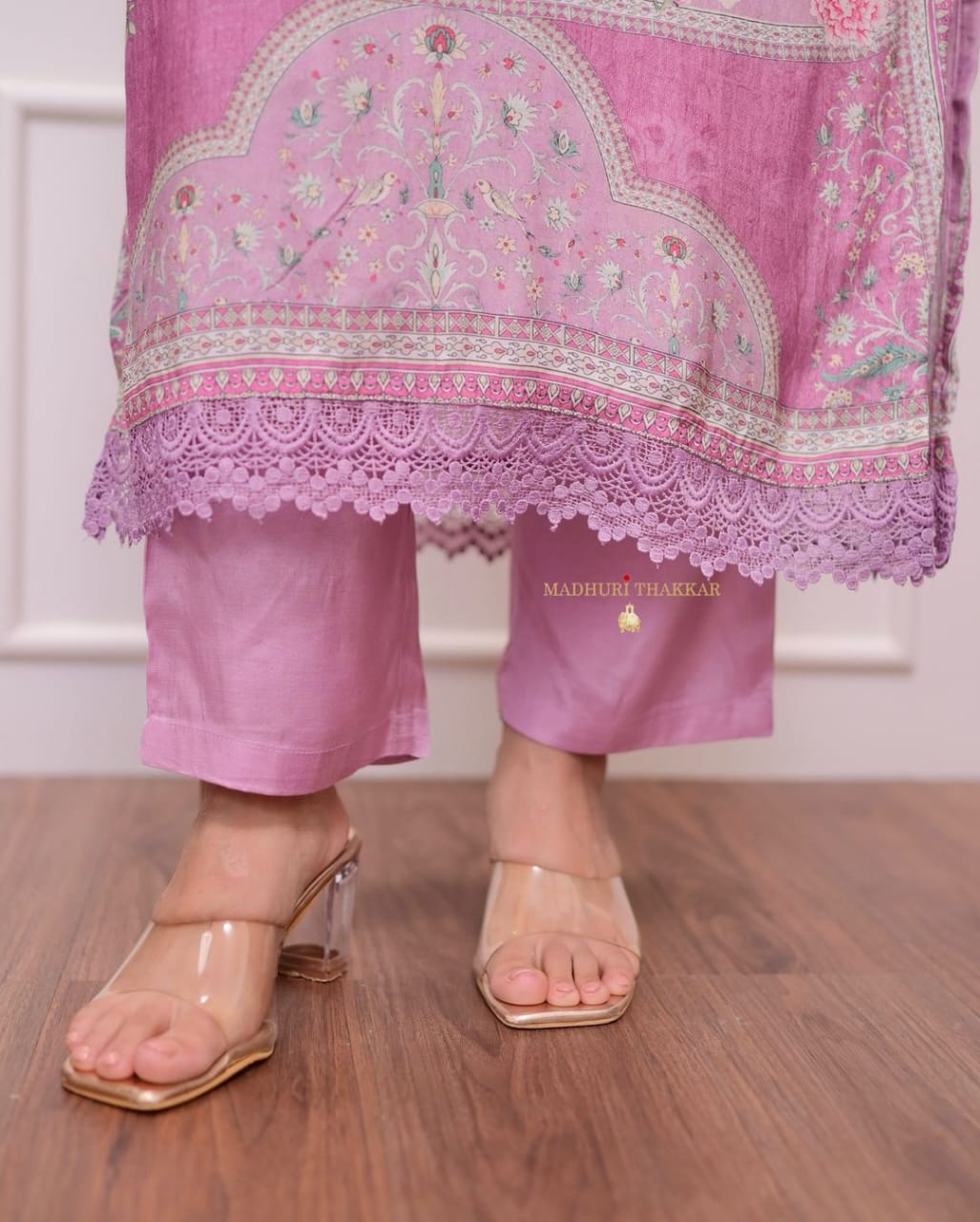 Lilac Pure Muslin Suit
