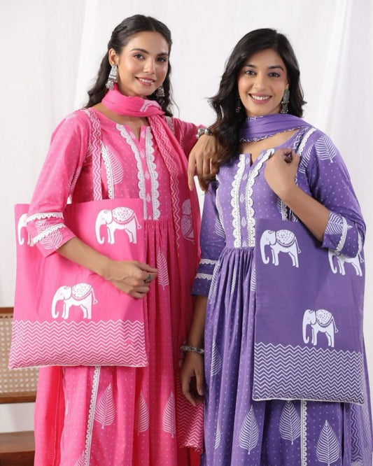 Cotton suit with procion print( Available in 2 colors)