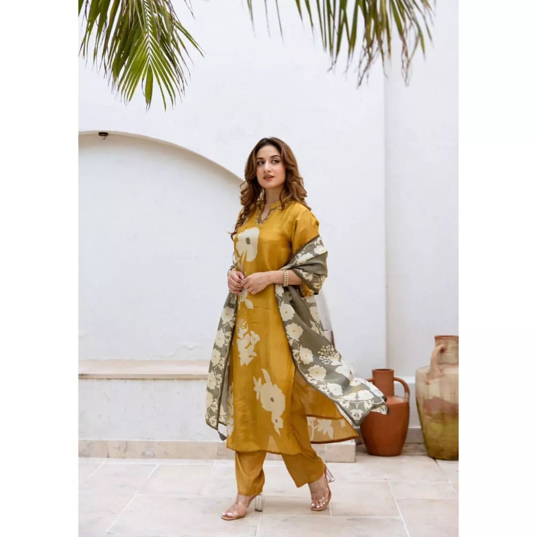 Pure Cotton Kurti & Pant With Mulmul Dupatt