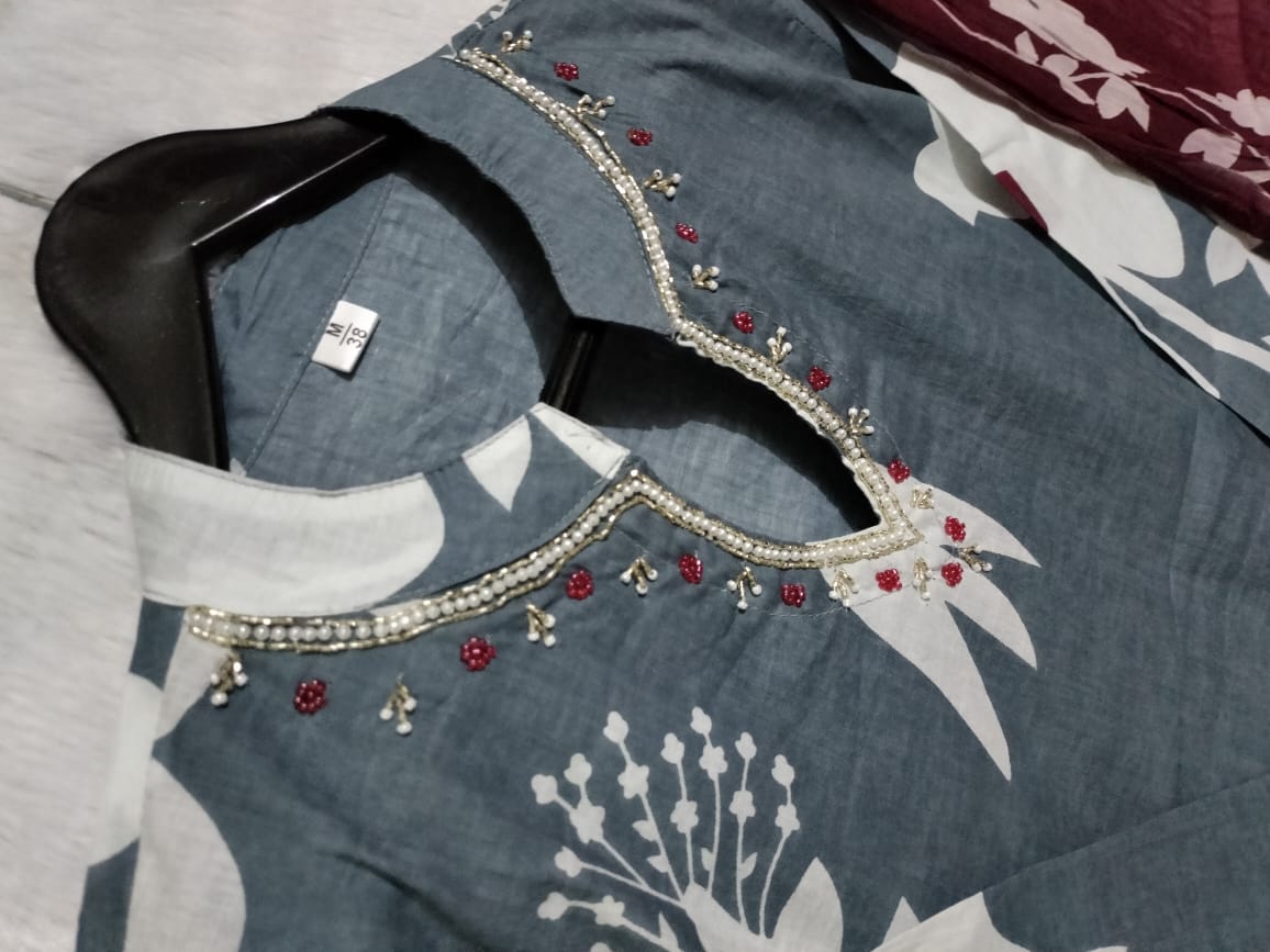 Pure Cotton Kurti & Pant With Mulmul Dupatt