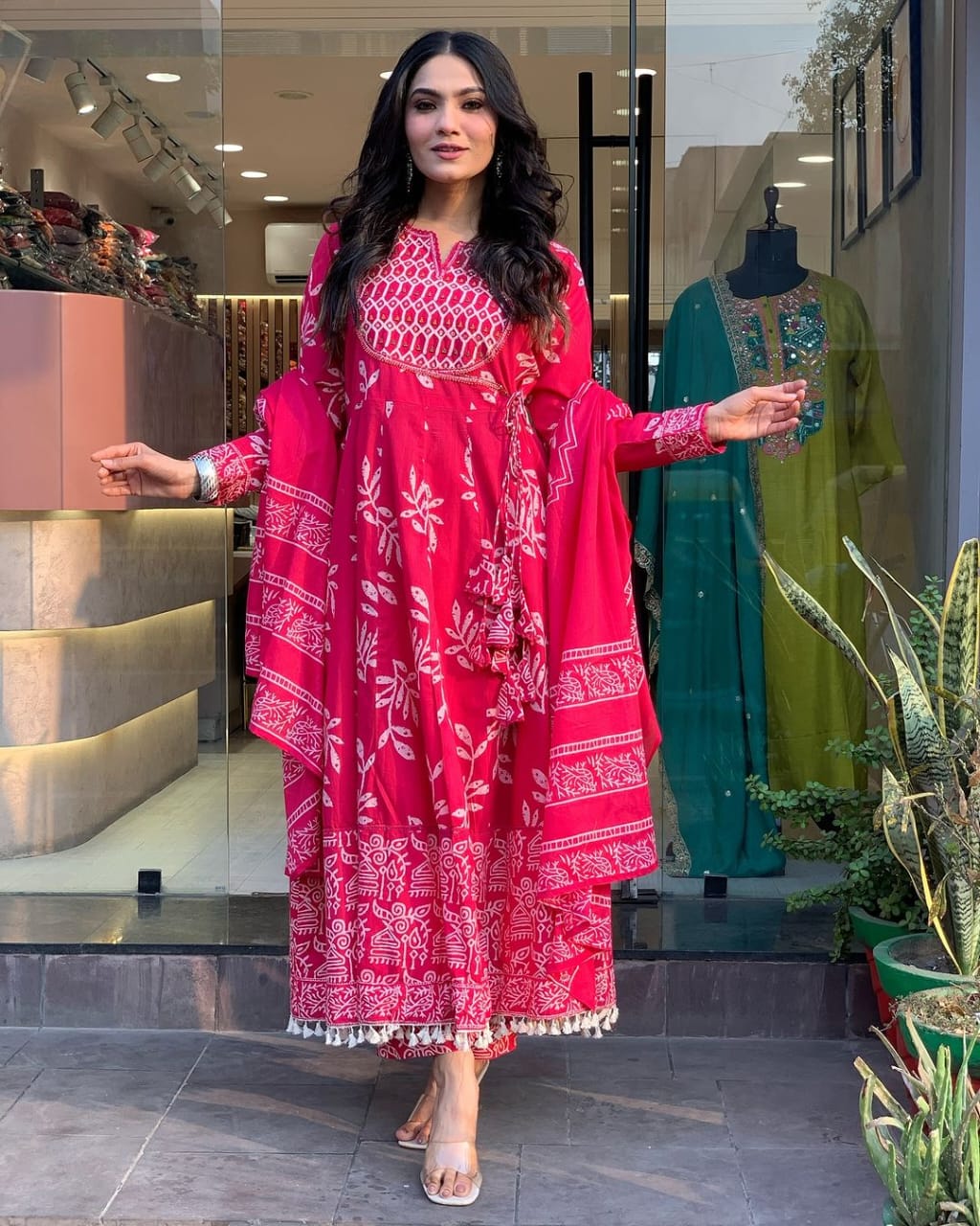 Amazing Red Angrakha Anarkali Suit
