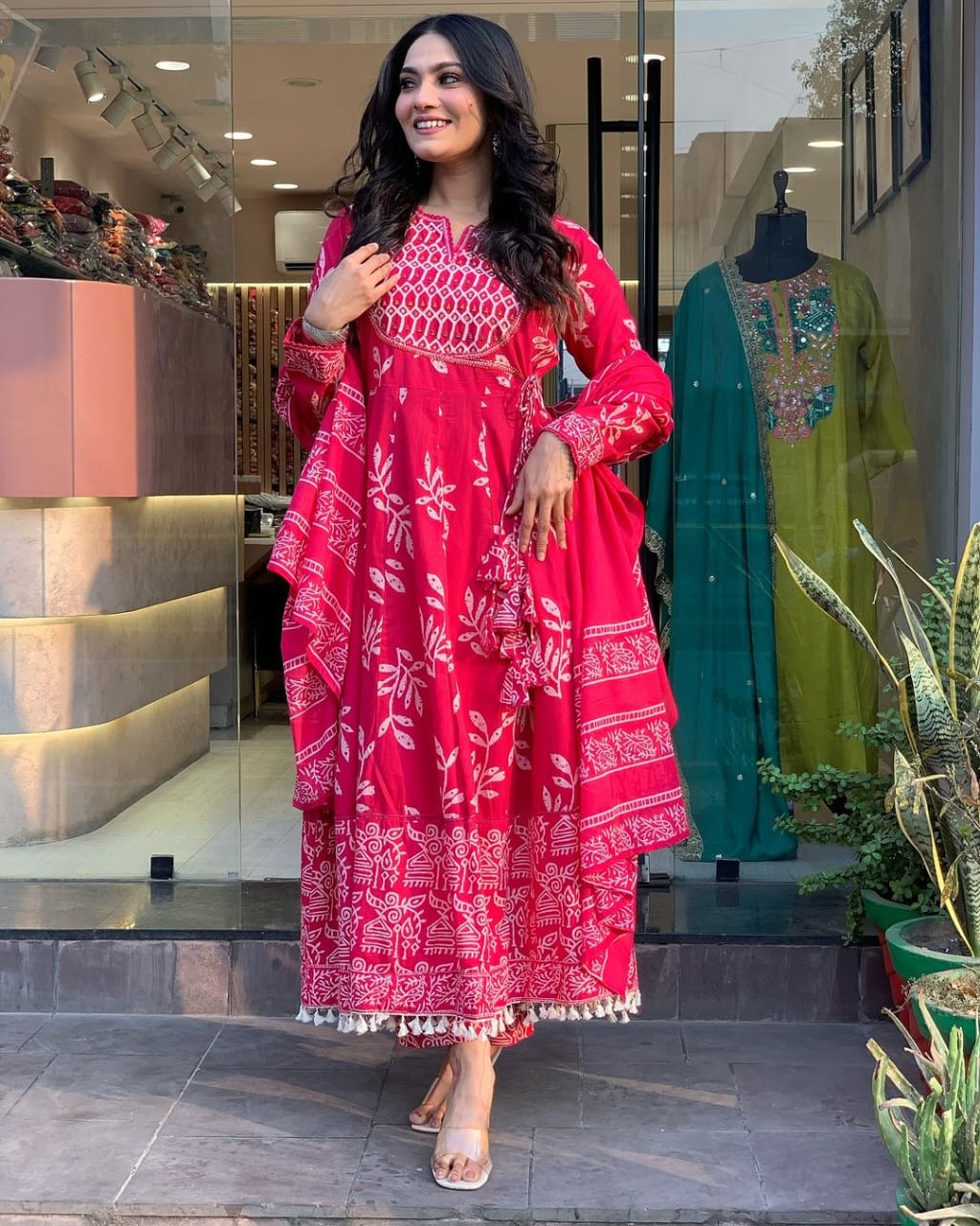 Amazing Red Angrakha Anarkali Suit