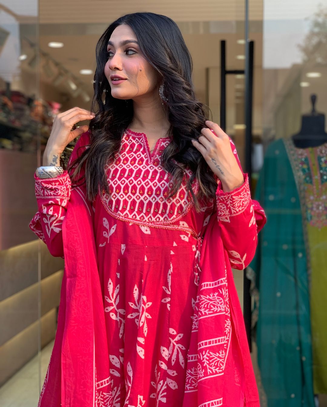 Amazing Red Angrakha Anarkali Suit