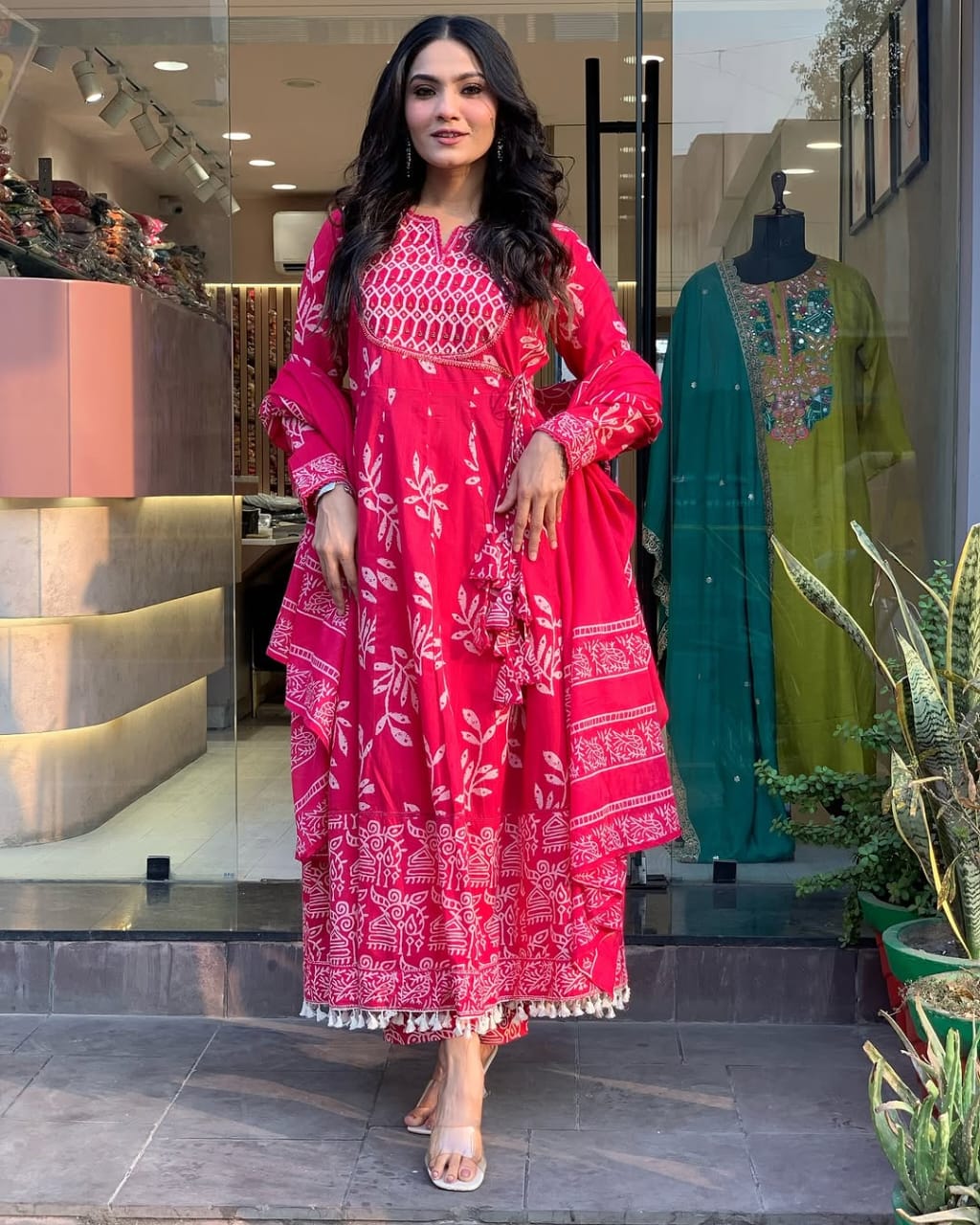 Amazing Red Angrakha Anarkali Suit