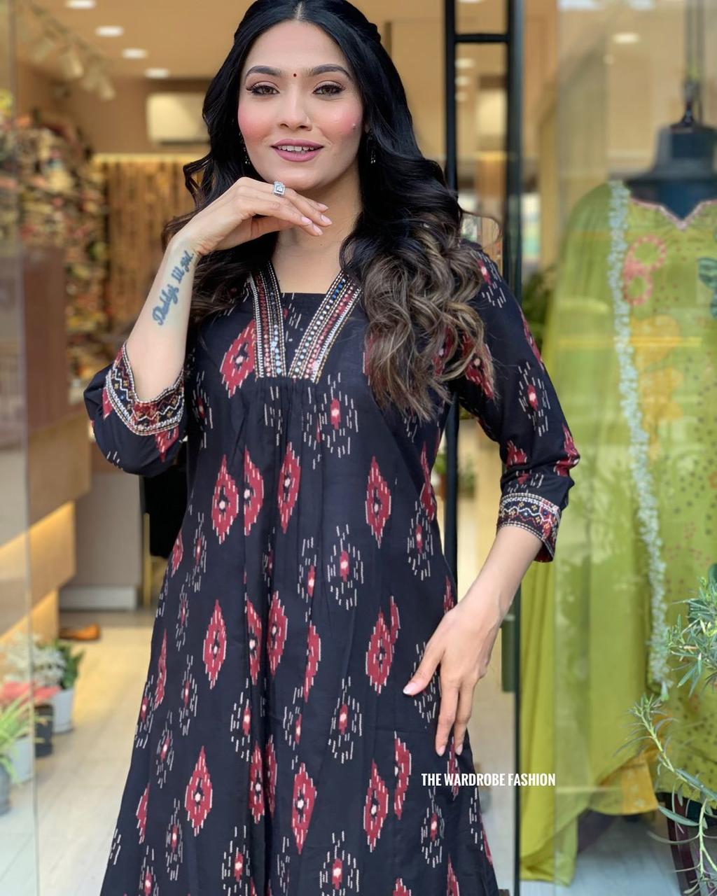 Black Beautiful Pure Cotton Suit Set