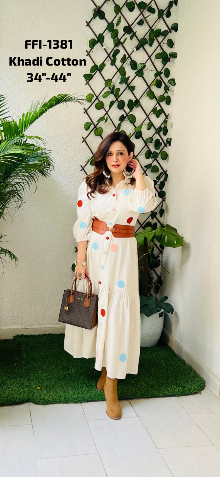 White Handblock Printed Khadi Cotton Dress