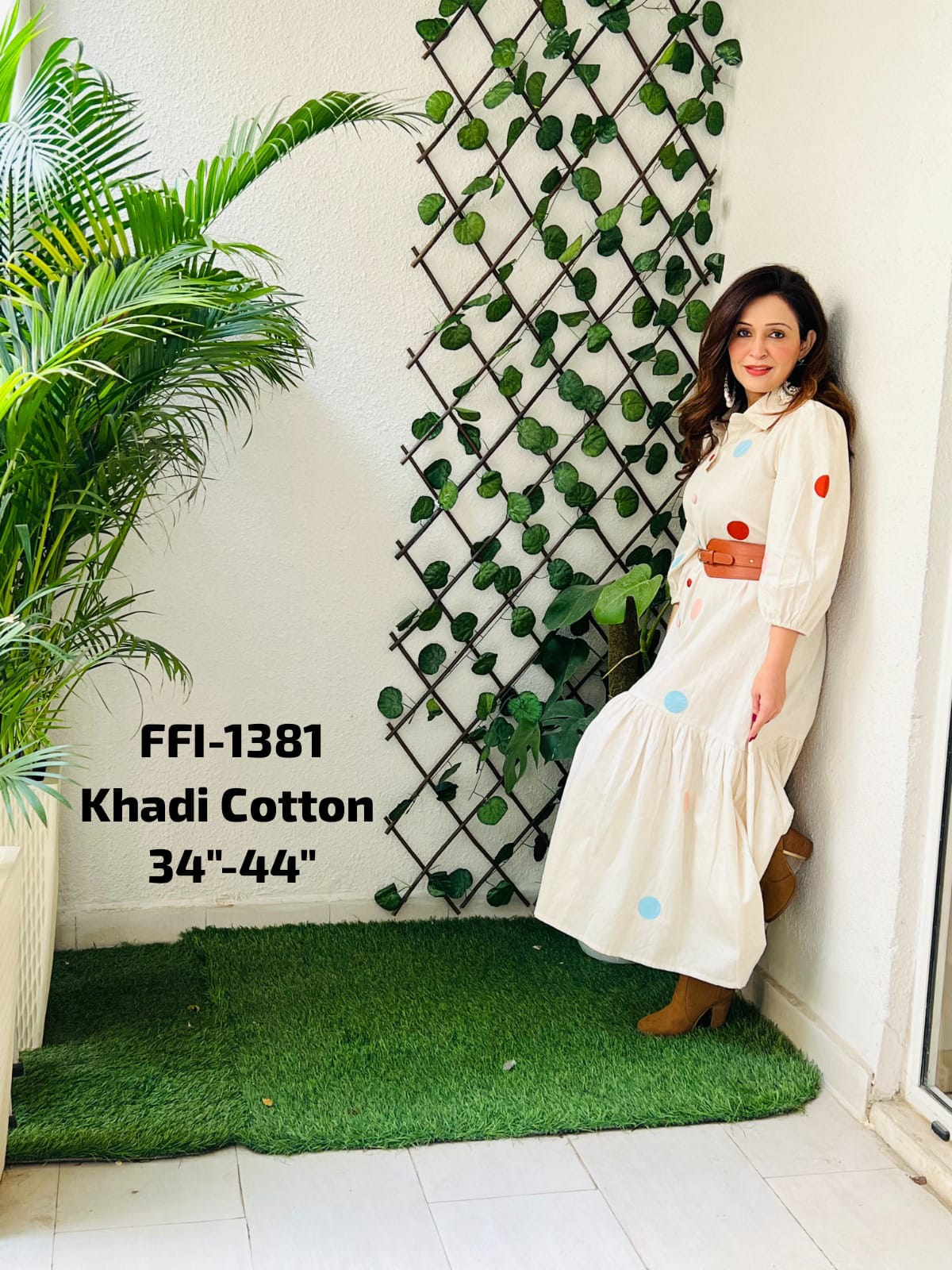 White Handblock Printed Khadi Cotton Dress