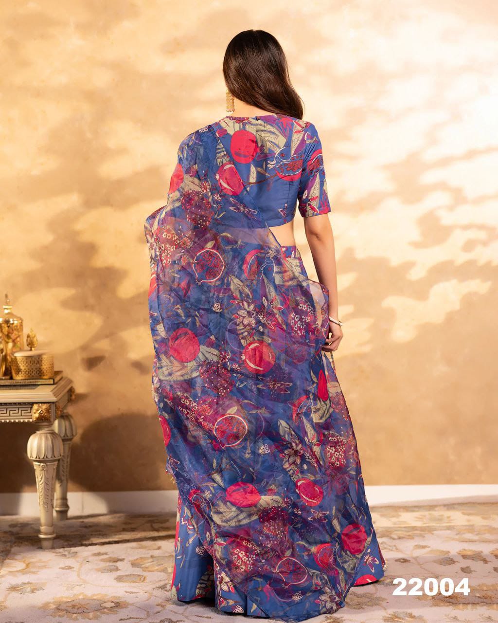 Blue Heavy Airtex Chinon Silk Lehanga Set