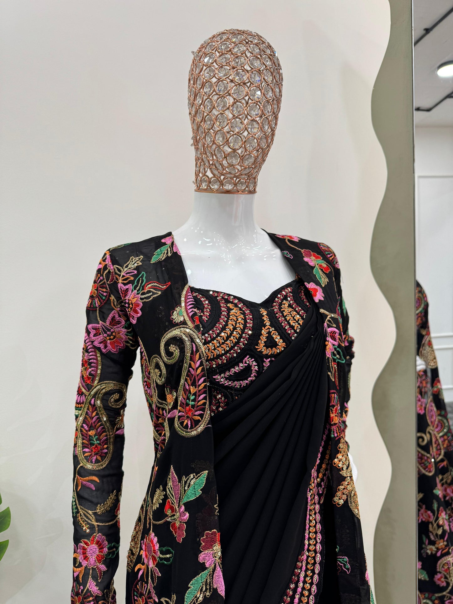 Designer Faux Georgette Saree with Shrug