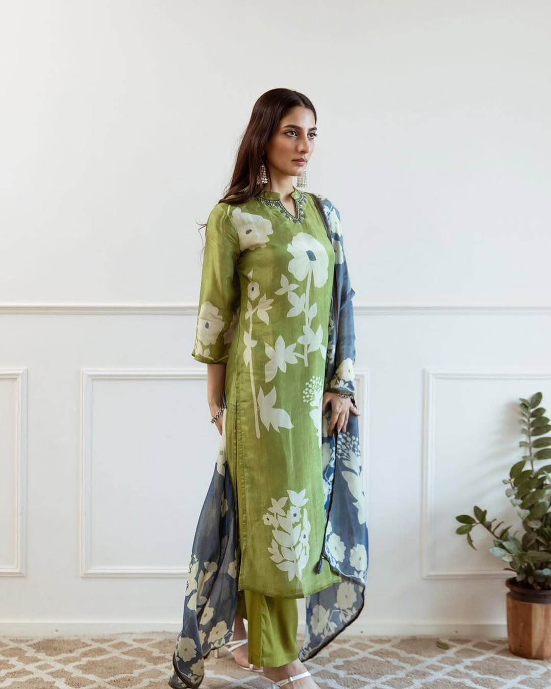 Pure Cotton Kurti & Pant With Mulmul Dupatt