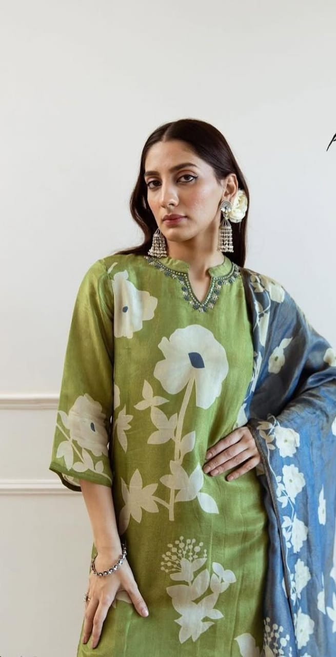 Pure Cotton Kurti & Pant With Mulmul Dupatt