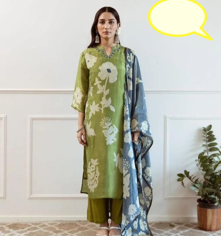 Pure Cotton Kurti & Pant With Mulmul Dupatt