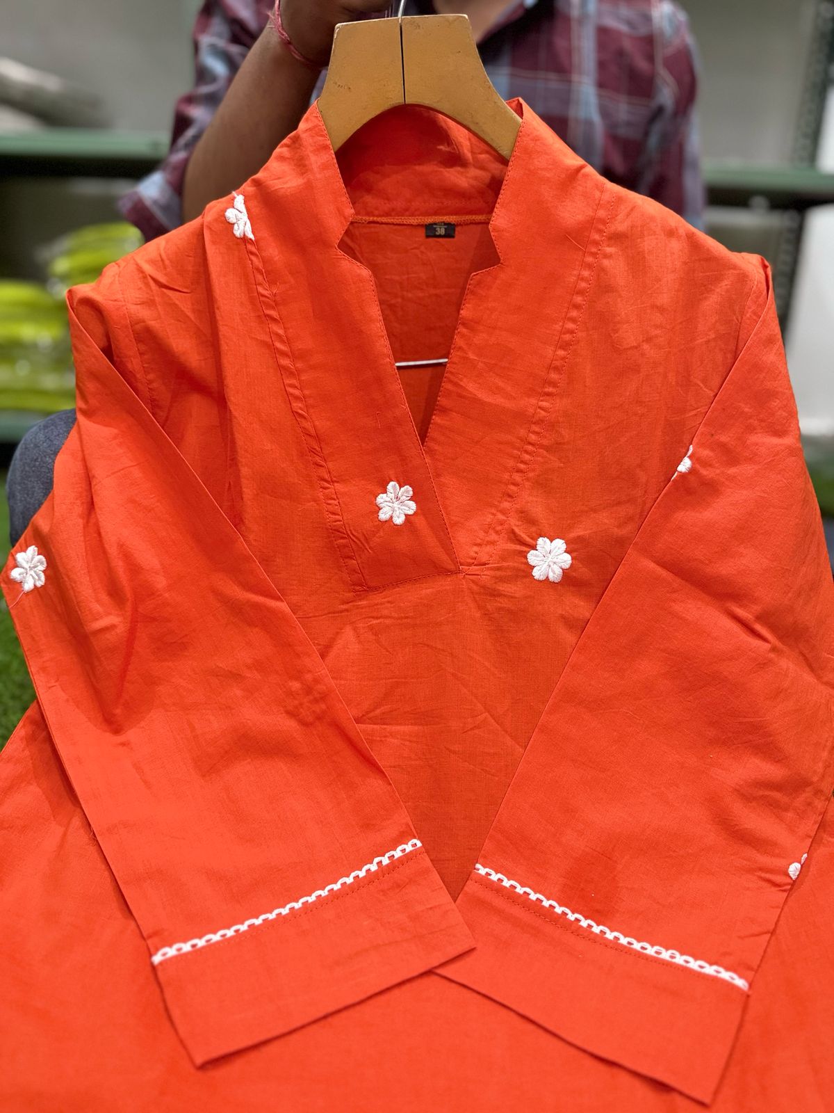 Breezy Orange Pure Cotton Kurti and Plazzo