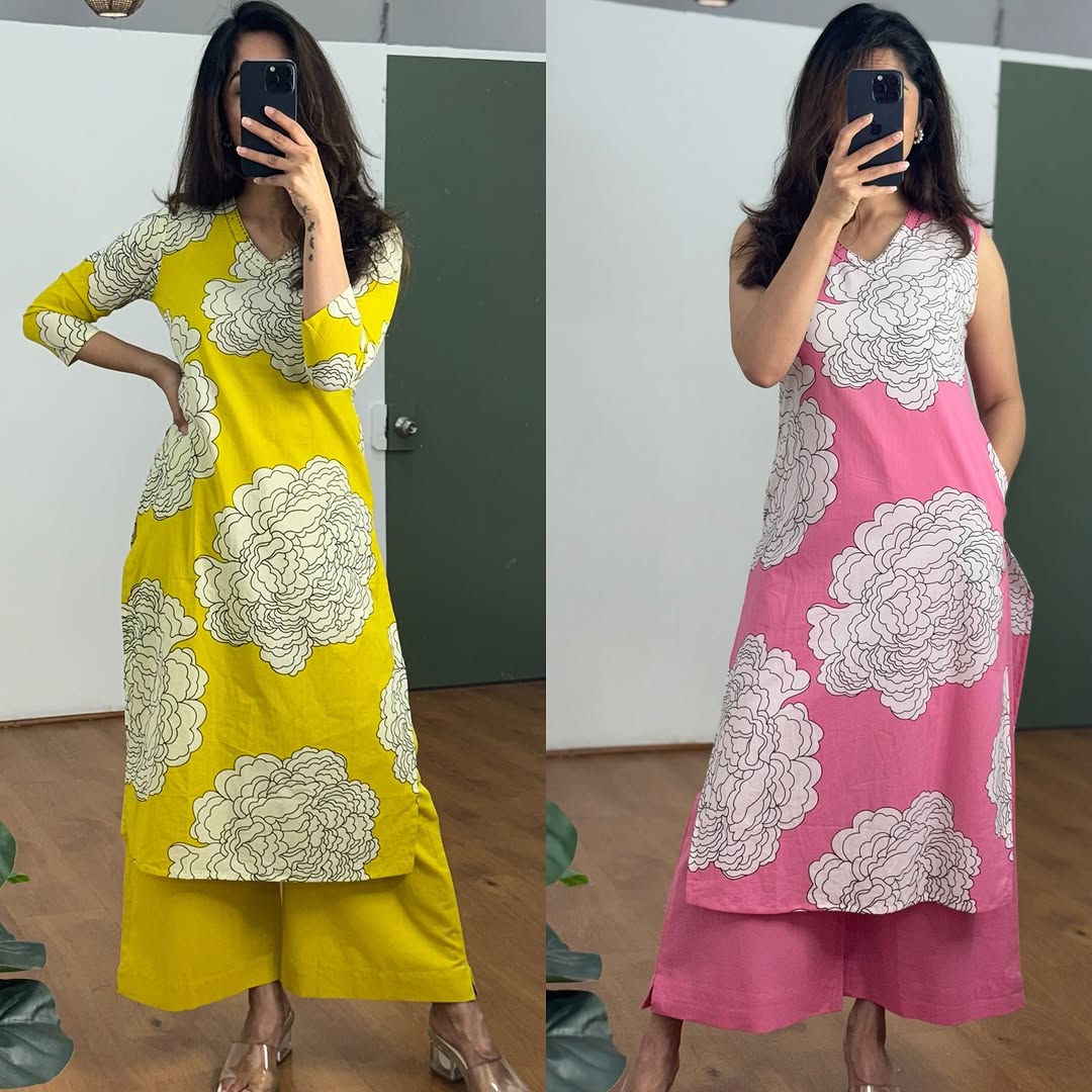 Comfy Pure Cotton Kurti with pocket and plazzo
