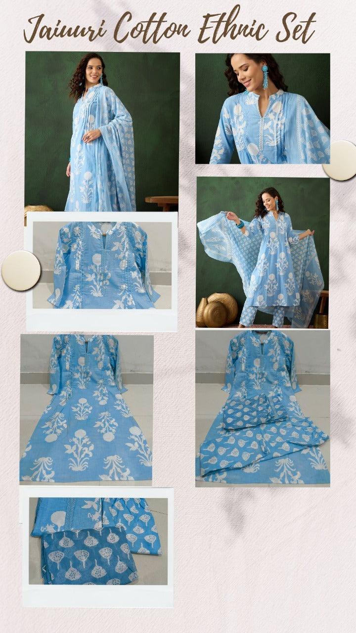 Blooming Blue Pure Cotton Set