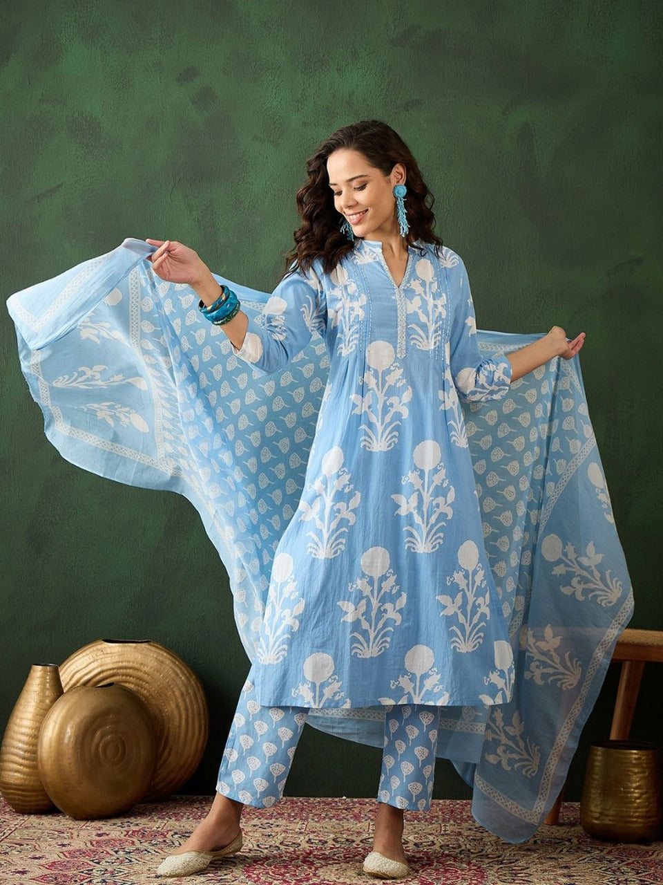 Blooming Blue Pure Cotton Set