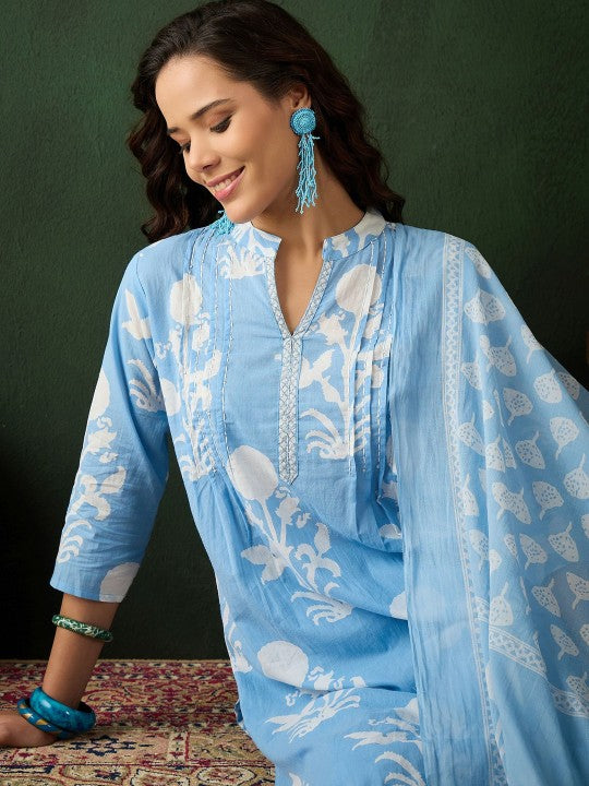 Blooming Blue Pure Cotton Set