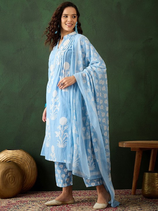 Blooming Blue Pure Cotton Set