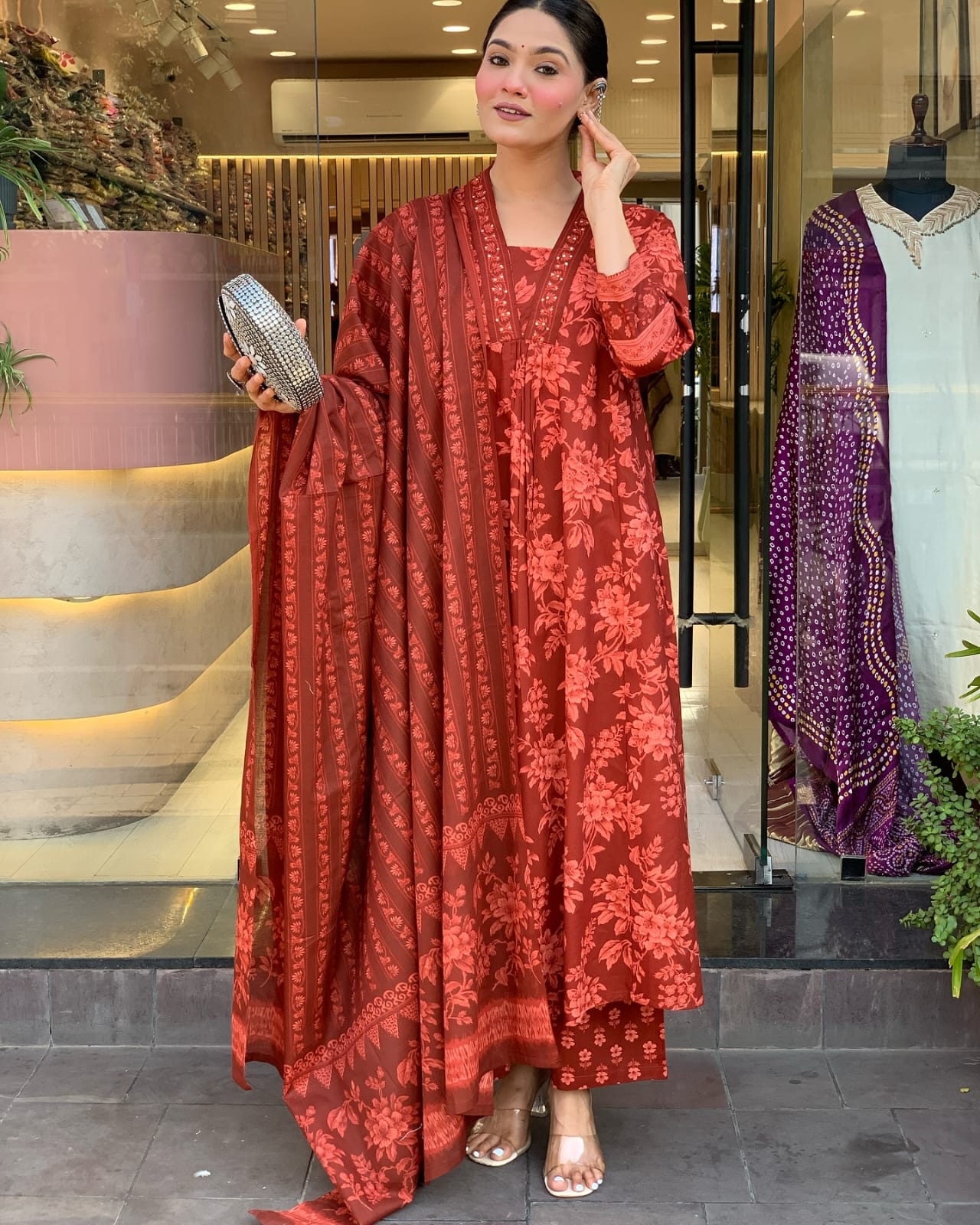 Premium flower Mul cotton with digital print Kurta set