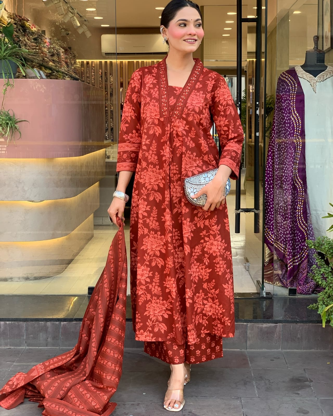 Premium flower Mul cotton with digital print Kurta set
