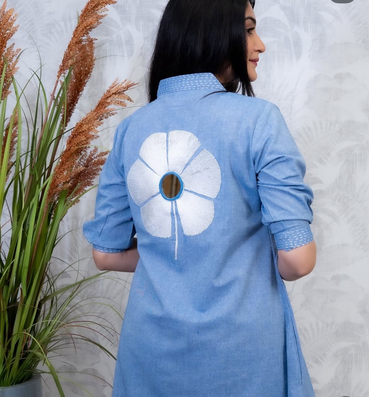 Shining Blue co-ords with embroidery work